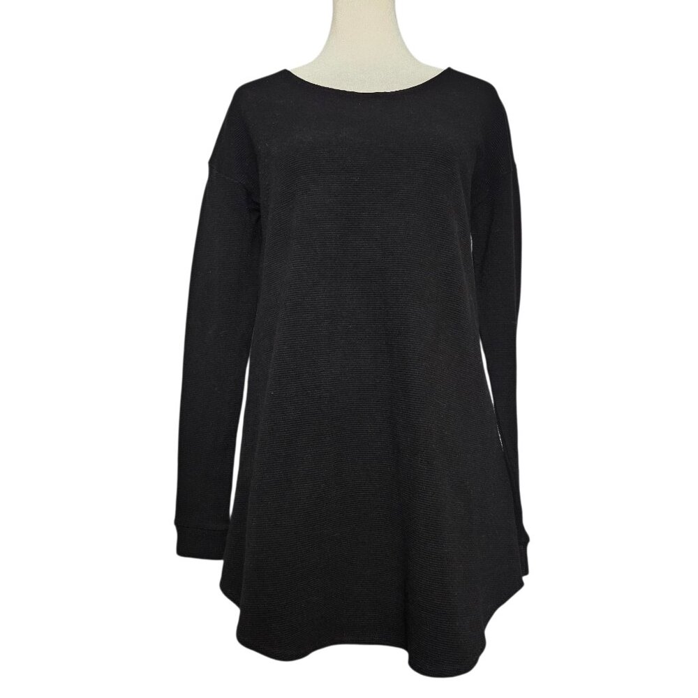 Reformation Knit Tunic Mini Dress SZ X-Small Ribbed Long Sleeve Black Minimalist